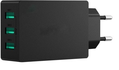 Black 3 Port 30W USB Wall Charger