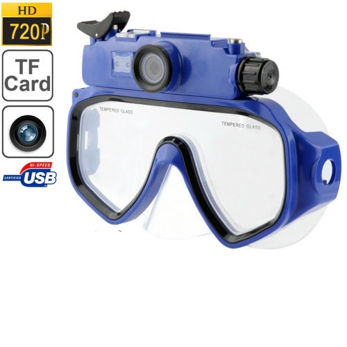 Blue 5.0 Mega Pixels CMOS Diving Mask Camera 