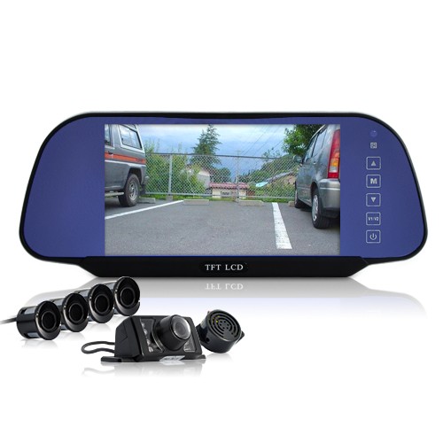 Car Reversing Set -  Rearview Camera, 4 Parking Sensors, Rearview Mirror