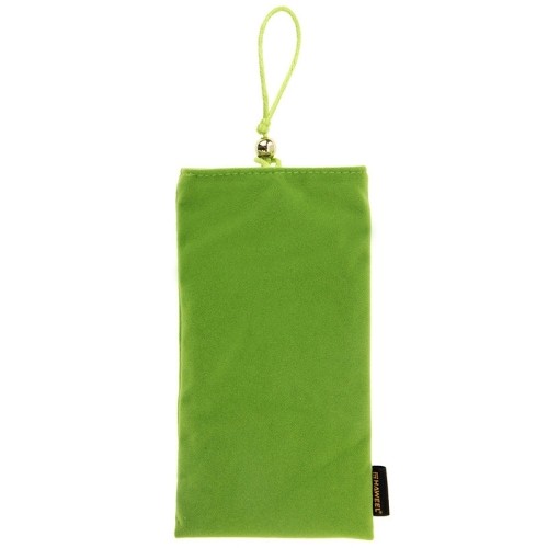 Green Soft Flannel Pouch Bag With Pearl Button For iPhone