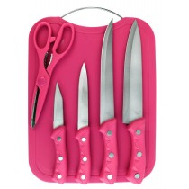 5 Piece Kitchen Knife Set with Chopping Board.