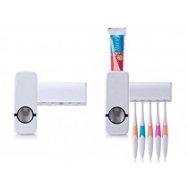 Automatic One Touch Tooth Paste Dispenser Plastic Toothbrush Holder