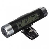 Car LCD Clip On Digital Backlight Automotive Clock with Thermometer