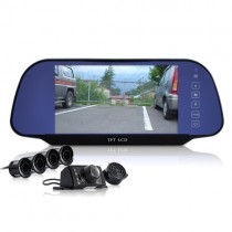 Car Reversing Set -  Rearview Camera, 4 Parking Sensors, Rearview Mirror