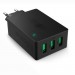 Black 3 Port 30W USB Wall Charger