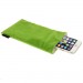 Green Soft Flannel Pouch Bag With Pearl Button For iPhone - 1