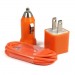 Orange Car Charger With USB Data Cable 